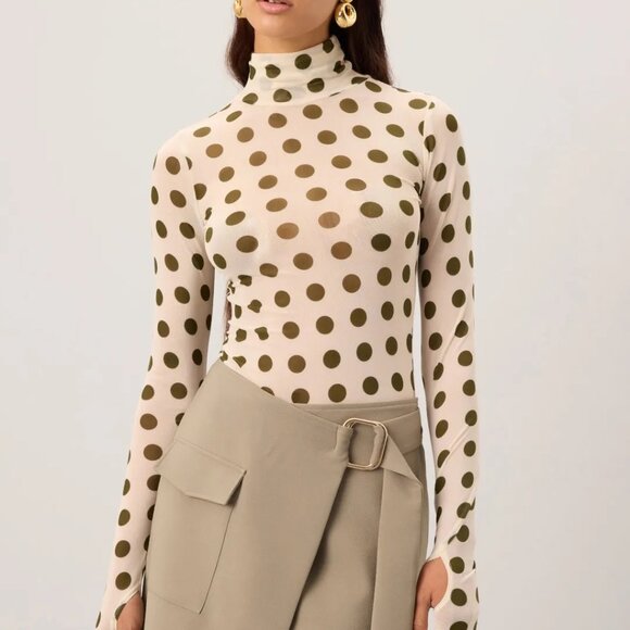 AFRM Zadie Turtleneck Long Sleeve Shirt in Sheer, S/P - Picture 2 of 12